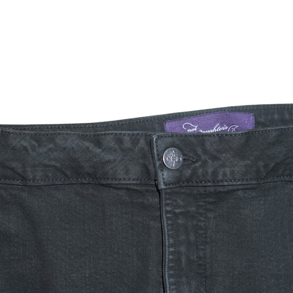 NYDJ Black Denim Skirt Size 16W 5-Pocket Fly Button Belt Loops Back Slit USA EUC - Picture 14 of 16